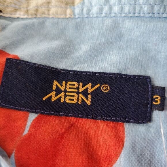 🔺️New Man Blue Floral Button Long Sleeve Shirt Men's Small - Picture 8 of 11